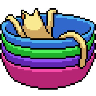 Kedi oyun kasesinin piksel sanatı izole arkaplan