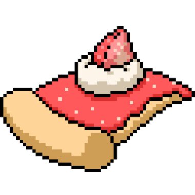 Çilekli pizza diliminin piksel sanatı izole edilmiş arka plan