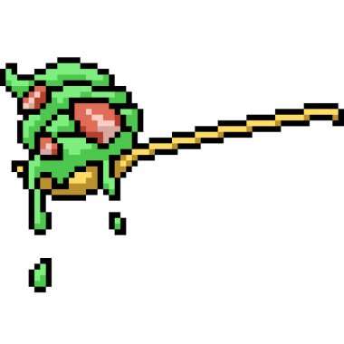 Limonlu dondurma kaşığının piksel sanatı izole edilmiş arka plan