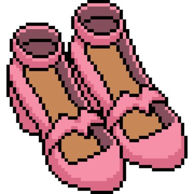 Pembe ayakkabılı kız piksel sanatı izole arka plan