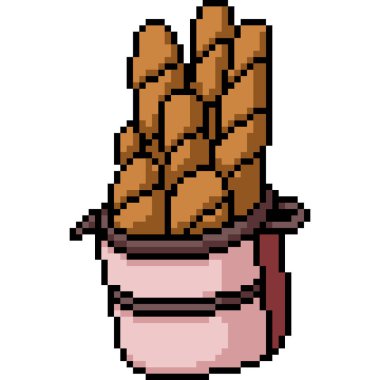 Sepetli ekmek piksel sanatı tam izole arkaplan