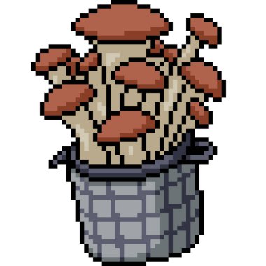 Tam mantar büyüme sepetinin piksel sanatı izole arkaplan