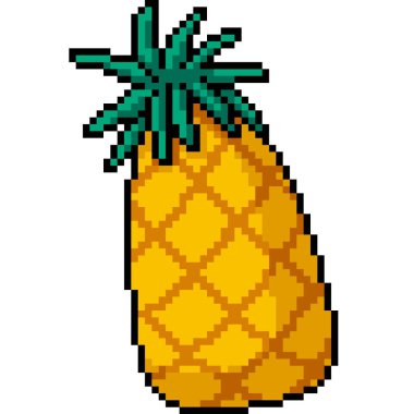 Taze sarı ananas meyvesinin piksel sanatı izole edilmiş arka plan