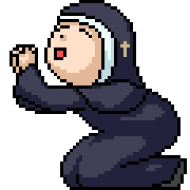 Piksel sanatı rahibelik. Tanrı 'nın izole edilmiş geçmişine dua et.