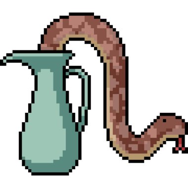 Yılan kavanozunun piksel sanatı performansını izole arkaplan