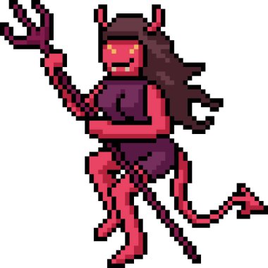 Cehennemden gelen şeytan kadın piksel sanatı izole edilmiş arka planda