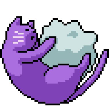 Kedi kucaklama sanatı. Pamuk yastık yalıtılmış arka plan.