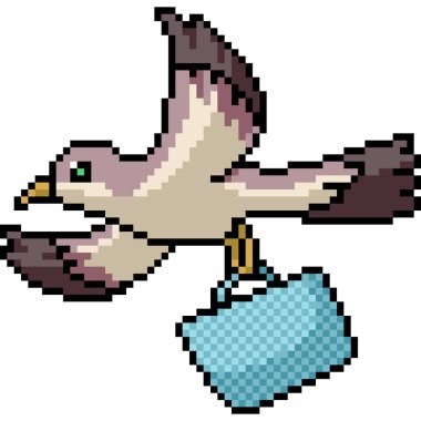 Kuş sineği piksel sanatı sepeti taşır izole arkaplan