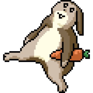 Tembel tavşanın pikseli rahatla izole edilmiş arka plan