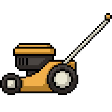 Sarı çim biçme makinesi piksel sanatı izole arkaplan