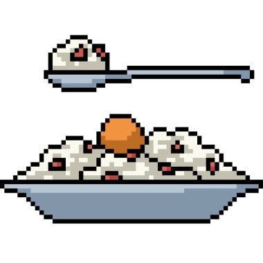 Piksel yemek sanatı pirinç yemeği restoranı izole edilmiş arka plan