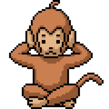 # Maymun piksel sanatı duymaz kötü izole edilmiş arka plan #