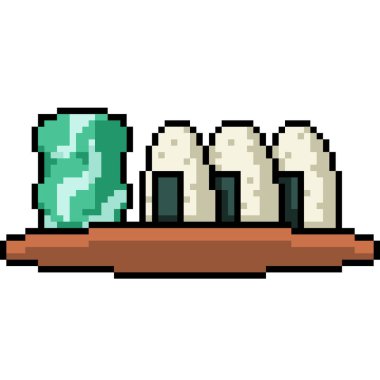 Japon pirinç topunun piksel sanatı izole edilmiş arka plan