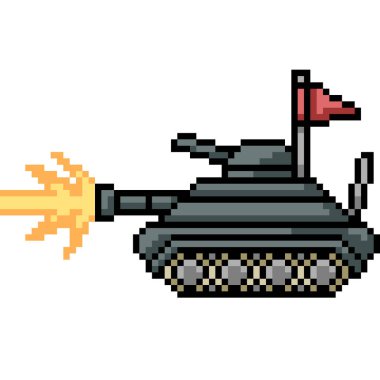 Piksel sanatı tank savaşı saldırısı izole edilmiş arka plan