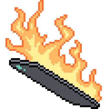 Yangında izole edilmiş arkaplanda telefon ekranının piksel sanatı