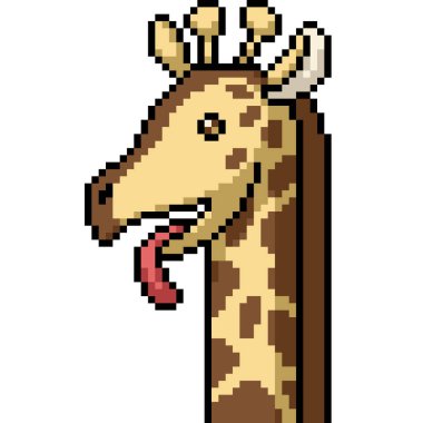 Uzun boyunlu zürafa dili piksel sanatı izole edilmiş arka plan