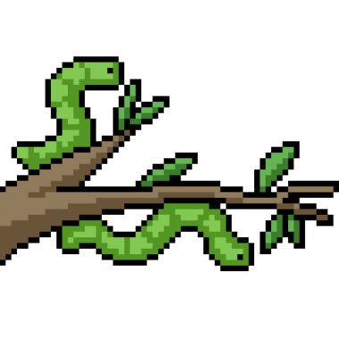 Yeşil solucanların piksel sanatı yaprakları izole bir zemin yiyor