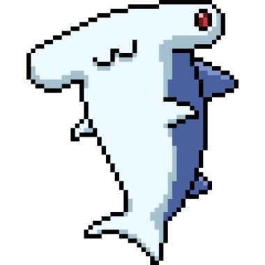 Şişman çekiç başlı köpekbalığı tebessümünün pikseli.