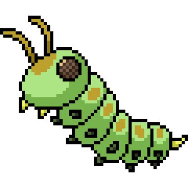 Bebek yeşil solucanın piksel sanatı izole edilmiş arka plan