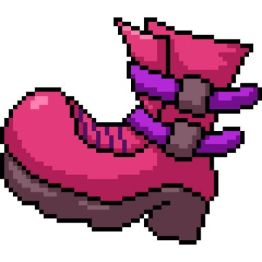 Kadın moda pembe ayakkabı piksel sanatı izole arka plan