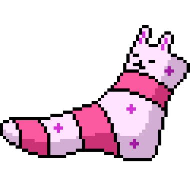 Pembe çorap pijamasının piksel sanatı izole edilmiş arka plan