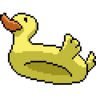 Kauçuk ördek cankurtaran sineğinin piksel sanatı izole edilmiş arka plan