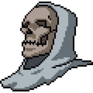 Ölüm kafatası piksel sanatı cadılar bayramı izole arka plan