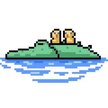 Timsah piksel sanatı, kardeş ördeği izole bir zemin taşır