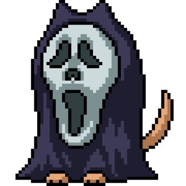 piksel köpek giysisi Cadılar Bayramı kostümü izole arka plan