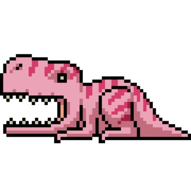 Jurasik donosaur tyranosaurus piksel sanatı izole edilmiş arka planda sürünüyor