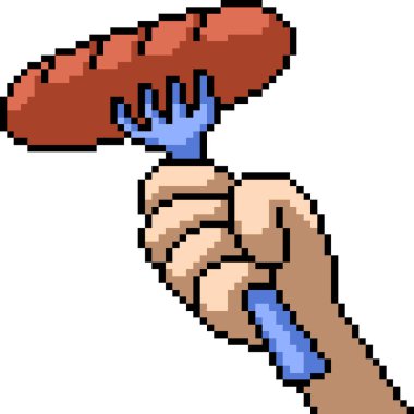 El sanatının pikseli domuz sosisi izole edilmiş arka plan.