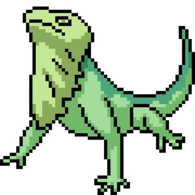 Yeşil bukalemun kertenkelesinin piksel sanatı izole bir arkaplan oluşturuyor