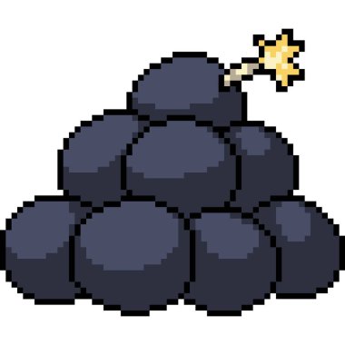 Eski antik yuvarlak bomba piksel sanatı izole edilmiş arka plan