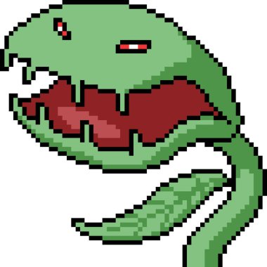 Etobur bitkinin piksel sanatı fantezi canavarı izole edilmiş arka plan