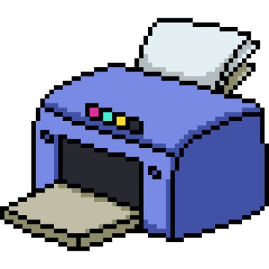 Yazıcı faksının piksel sanatı eski makine izole arkaplan