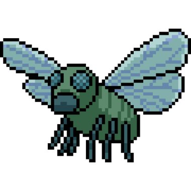 Yeşil sinek böcek piksel sanatı izole edilmiş arkaplan