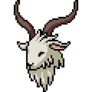 Beyaz keçi boynuzu piksel sanatı izole edilmiş arka plan