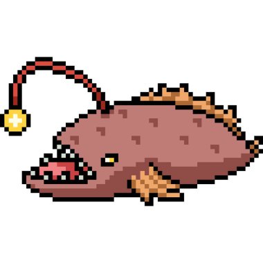 Derin denizin pikseli balık yemi izole edilmiş arka plan