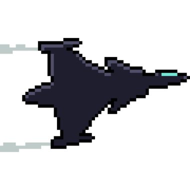 Askeri jet uçağının piksel sanatı izole edilmiş arka plan