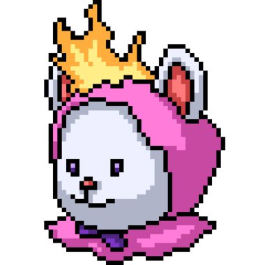 Yanan oyuncak bebek başlığının piksel sanatı izole edilmiş arka plan