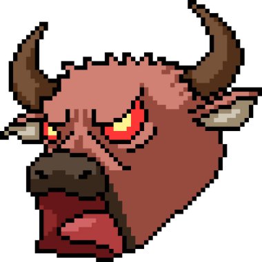 Kızgın boğa başı kükremesinin piksel sanatı izole edilmiş arka plan