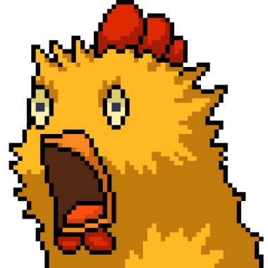 Tavuk kafası şokunun piksel sanatı izole edilmiş arka plan