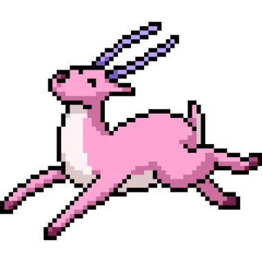 Pembe geyik pikseli mutlu atlayış izole arka plan