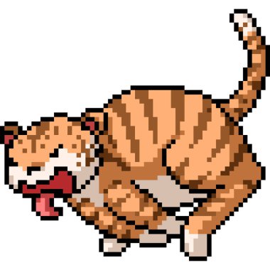 Şişman vahşi kaplanın pikselleri izole edilmiş.