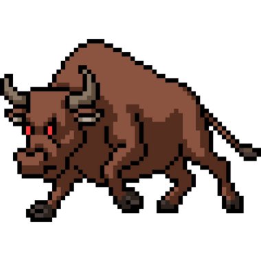 Kızgın boğanın pikseli izole edilmiş arkaplanı çalıştırmaya hazır