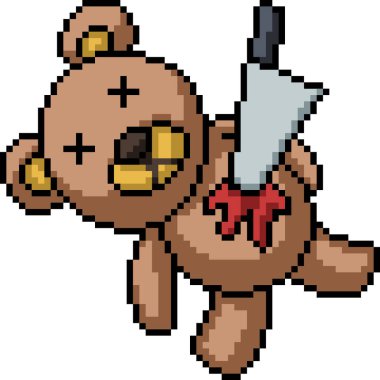 Doldurulmuş ayı cinayeti piksel sanatı izole edilmiş arka plan