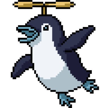 Penguen sineğinin piksel sanatı pervane izole edilmiş arkaplan