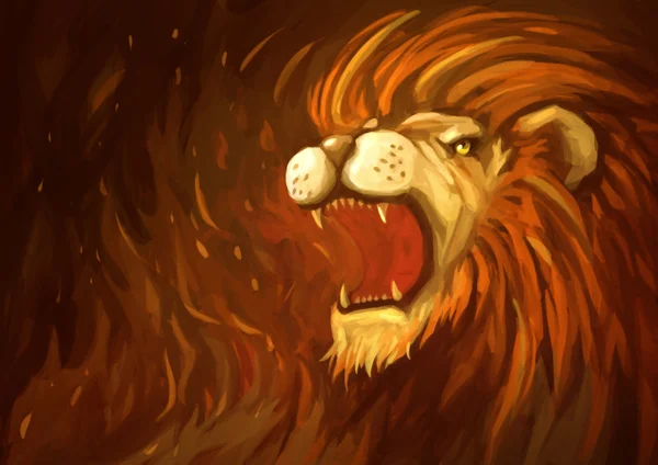 Aslan yüz boyama dijital illüstrasyon