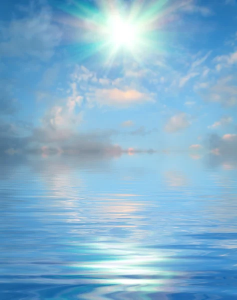Surface water ripple and reflection of soft sky and clouds backg — Stock Photo, Image