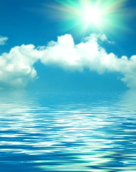 Ondulación de agua superficial y reflejo de cielo suave y nubes espalda — Foto de Stock